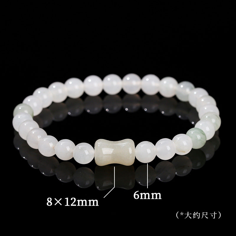 Natural Ice Jade Round Bead She Taicui Bamboo Bead Bracelet