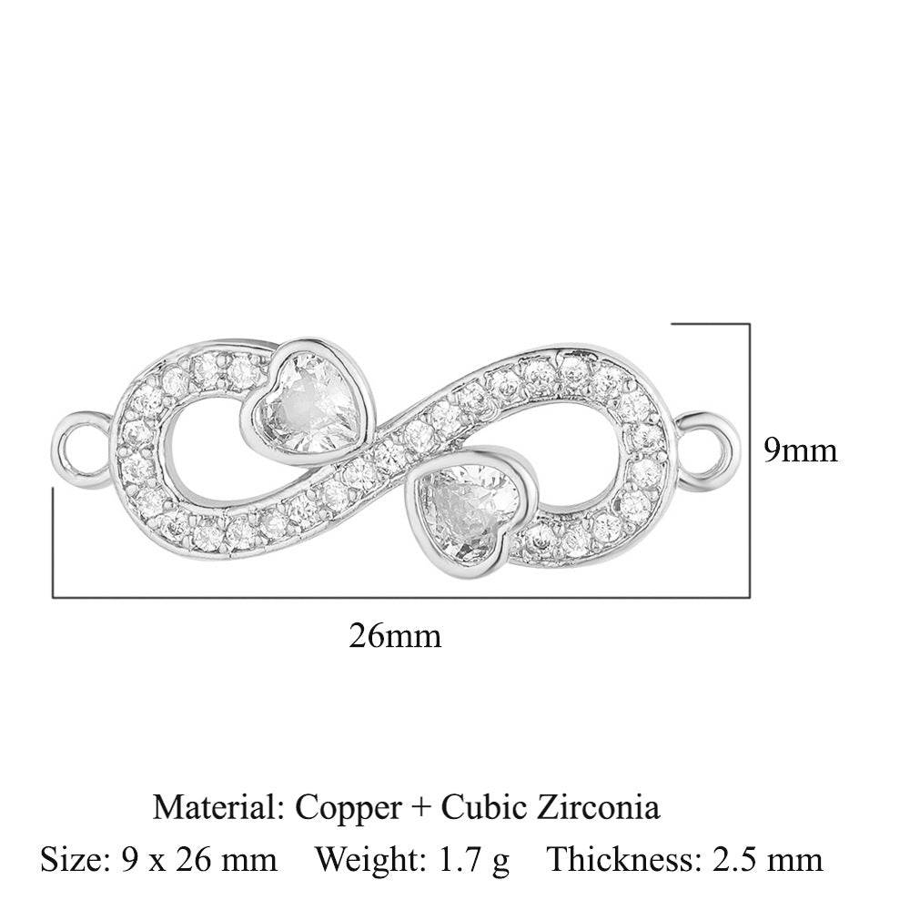 Double hole copper zircon jewelry bracelet connection accessories