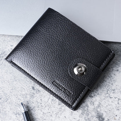 Magnetic buckle wallet short men