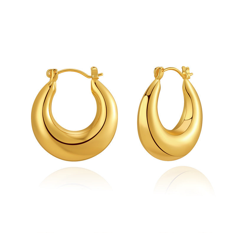 Chic Hollow Crescent Moon Titanium Vintage Earrings