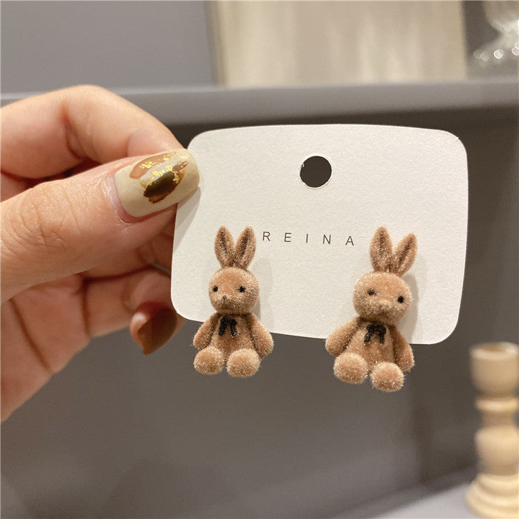 Plush bunny stud earrings