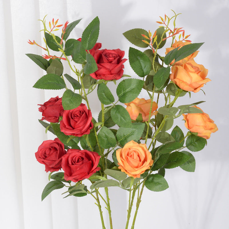 3 small Paris rose artificial flowers