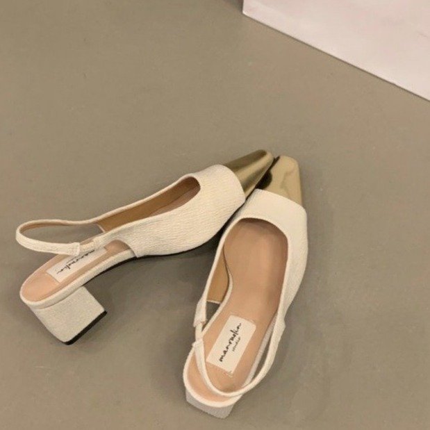 Women's shoes color matching thick heel wholesale