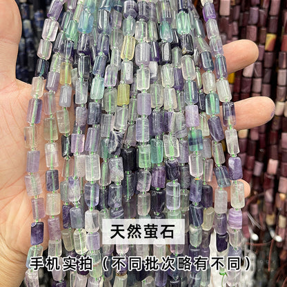 Natural stone crystal cut round tube beads loose beads