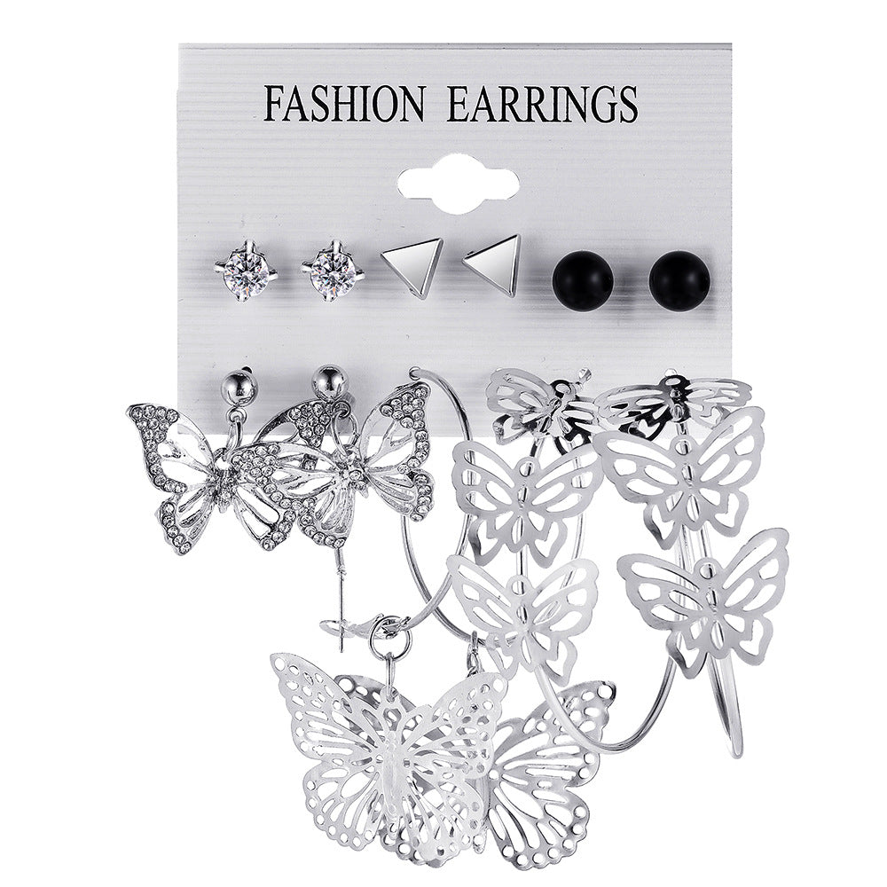 6-piece hollow butterfly earrings set