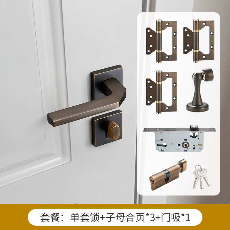 Solid brass square ring door lock