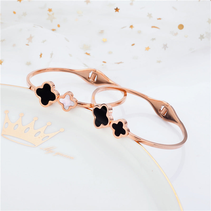 Korean Style Clover Bracelet, Stainless Steel, Wholesale