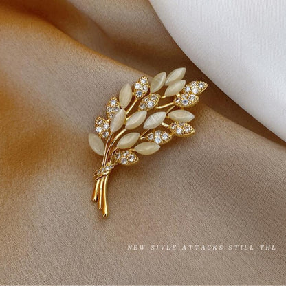 Opal flash diamond wheat ear brooch female