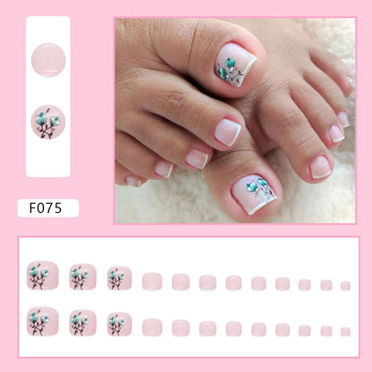 Uñas de los pies con purpurina de diamante francés 