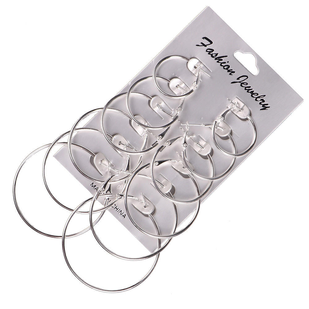 Pearl hoop earrings set 9 pieces