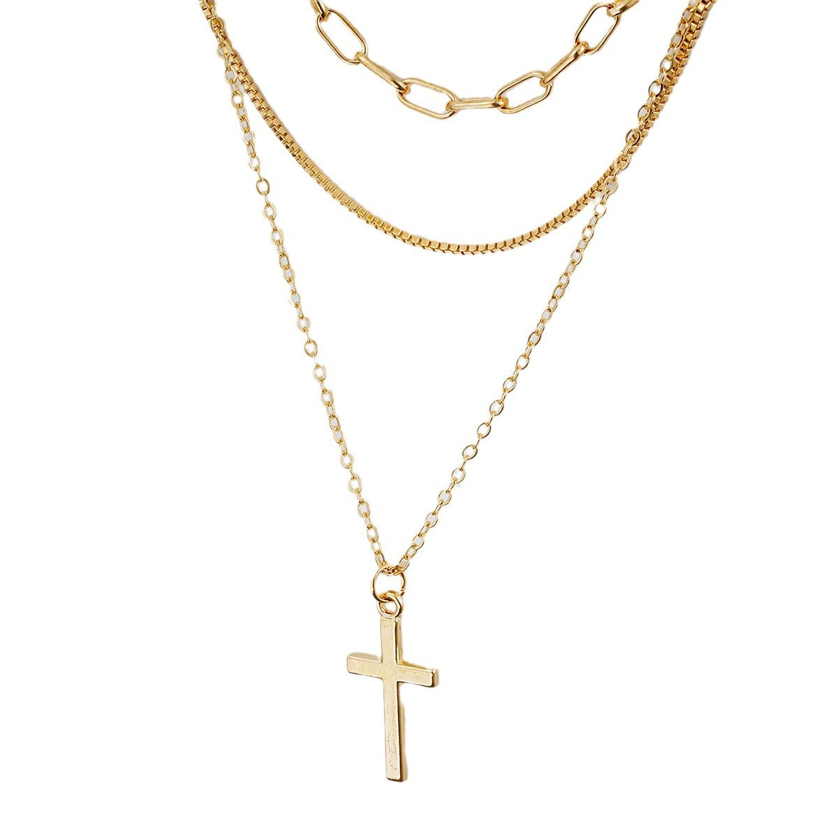 Cross Pendant Layered Necklace