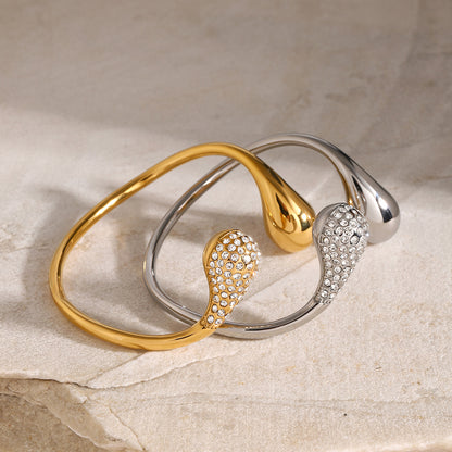 Drop-Shaped Diamond Cuff Bracelet