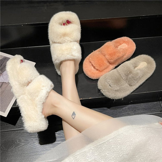 Warm home one-word cotton slippers