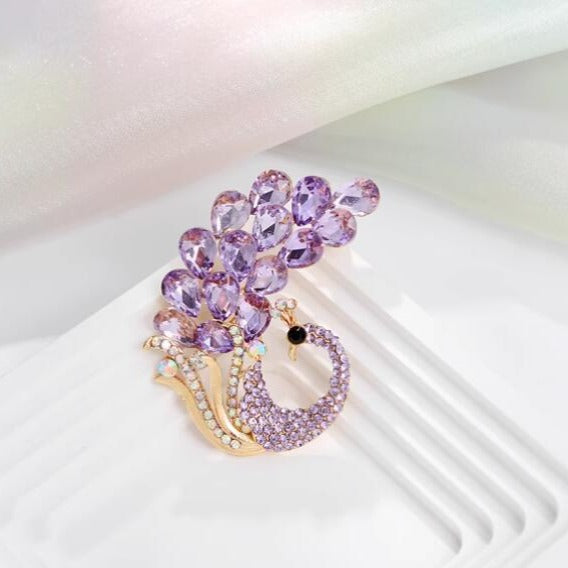 Purple Peacock Brooch