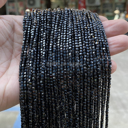 2Mm natural black pointed crystal cut sugar loose beads