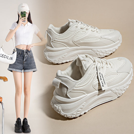 women's all-match thick-soled white shoes