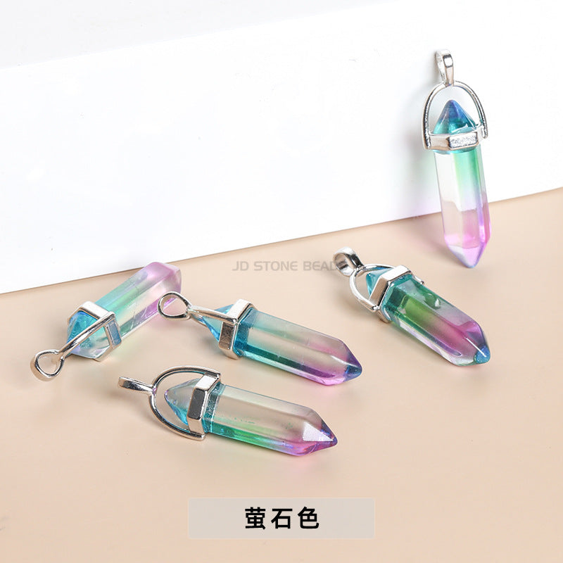 Glass hexagonal column pendant