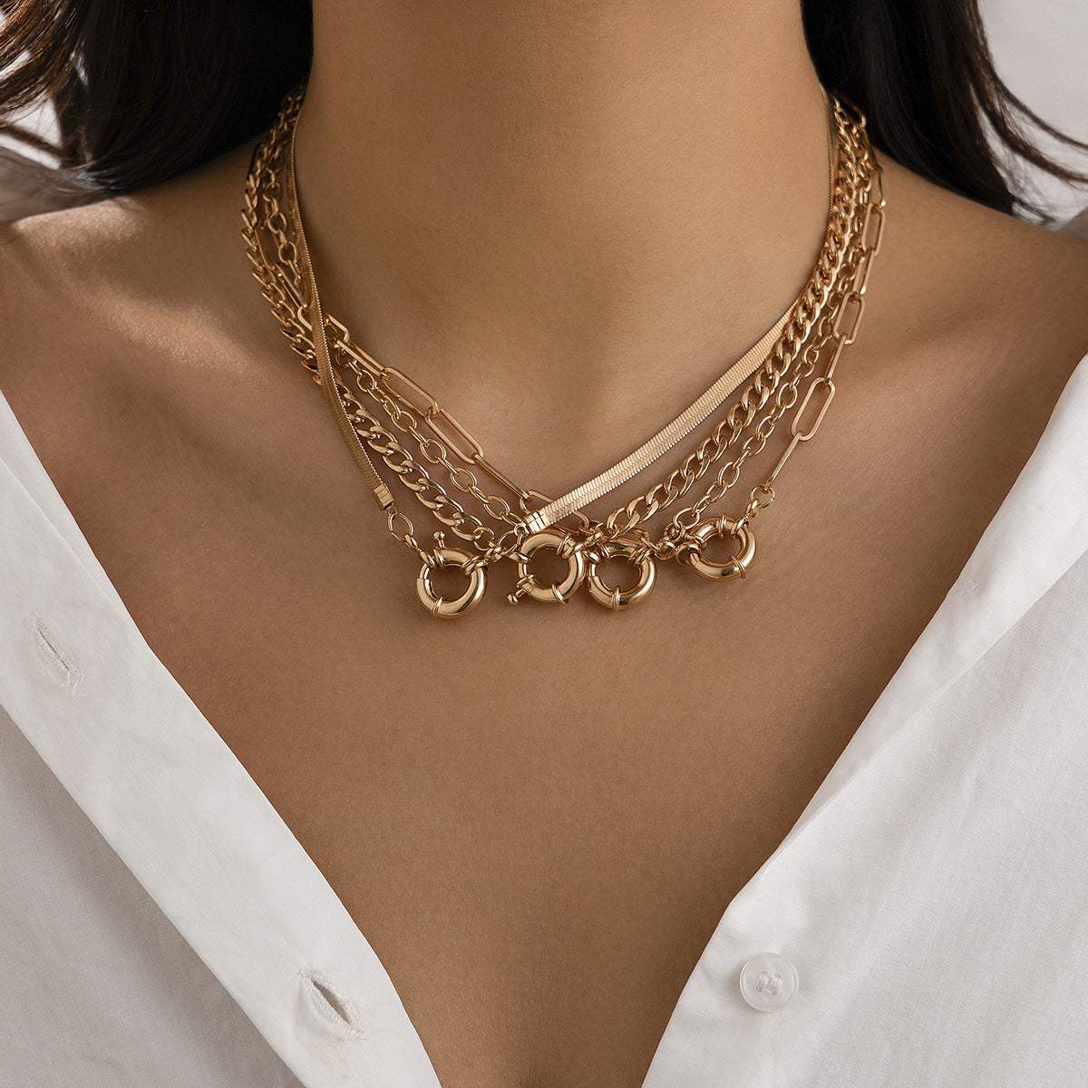 Flat snake chain collarbone neck chain necklace