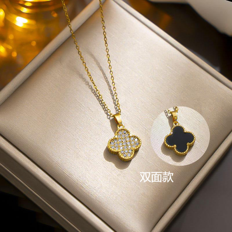 Double-Sided Clover Necklace, Elegant INS Fashion Accessory