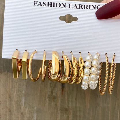 fashion Metal twist earrings set 6 pairs