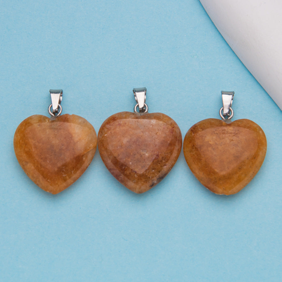 Natural stone peach heart shaped crystal agate pendant