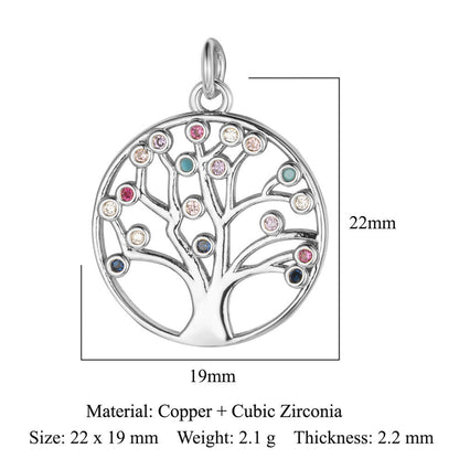 Cross Copper Zircon Necklace Pendant Tree of Life