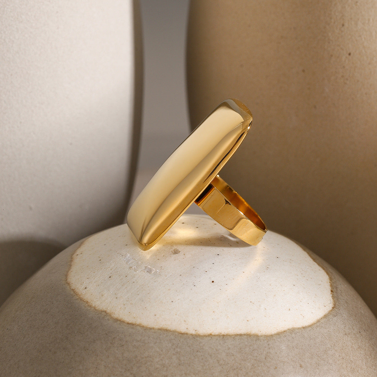 Rectangular Polished Open Ring