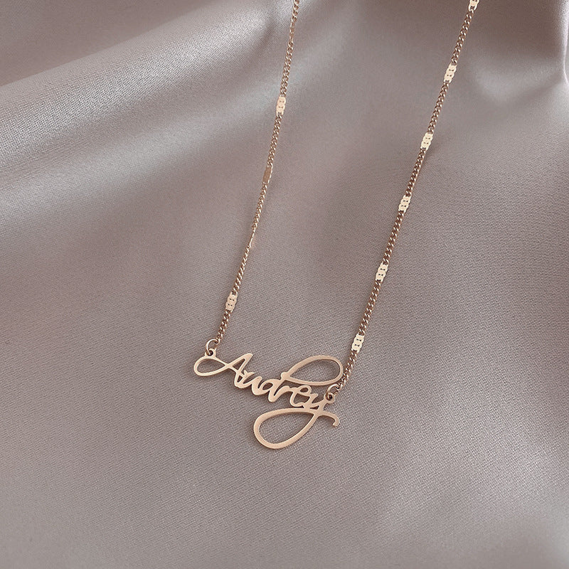 English letter titanium steel necklace