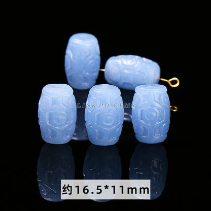 Cuentas sueltas talladas en piedra de ángel azul natural 