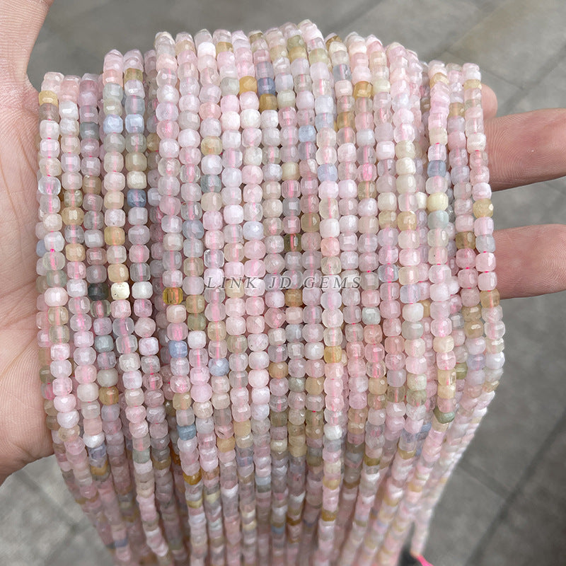 4-5Mm natural morganite faceted square loose beads