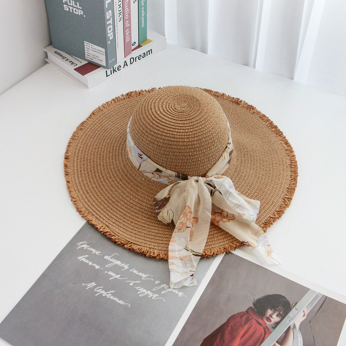 New Beach Hat Handwoven Raffia Vacation Wide Brim Sun