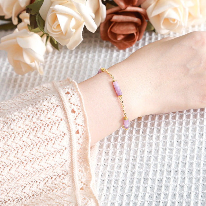 Natural lilac stone bracelet stainless steel gold-plated accessories