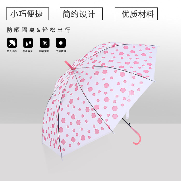 Hong Kong Style Long Handle Umbrella Polka Dot 8 Ribs