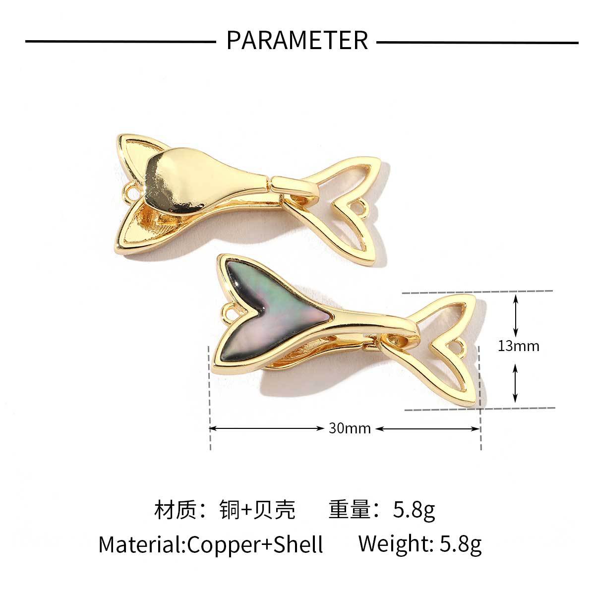 Butterfly shell copper zircon removable connecting buckle