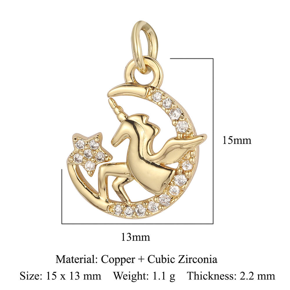 Butterfly Moon Rabbit Copper Zircon DIY Pendant