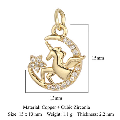 Butterfly Moon Rabbit Copper Zircon DIY Pendant