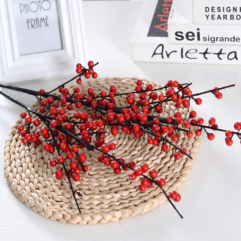 Holly fruit red acacia bean artificial flower