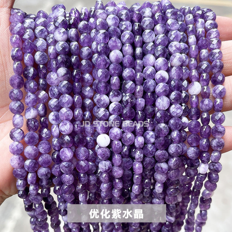 6 * 4Mm cut agate round cake-shaped loose bead facets