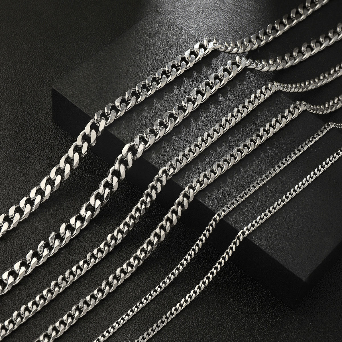 Titanium Steel Hip Hop Cuban Chain Necklace Men's 3/5/7 mm