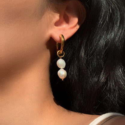 Double Freshwater Pearl Drop Earrings