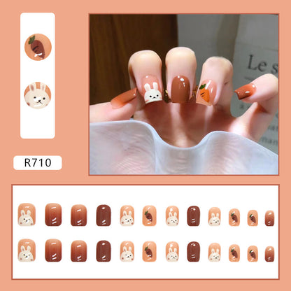 Bunny Gradient Warm Orange Fake Nails