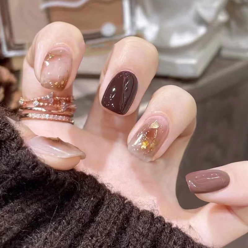 Mocha Brown Gradient Nails