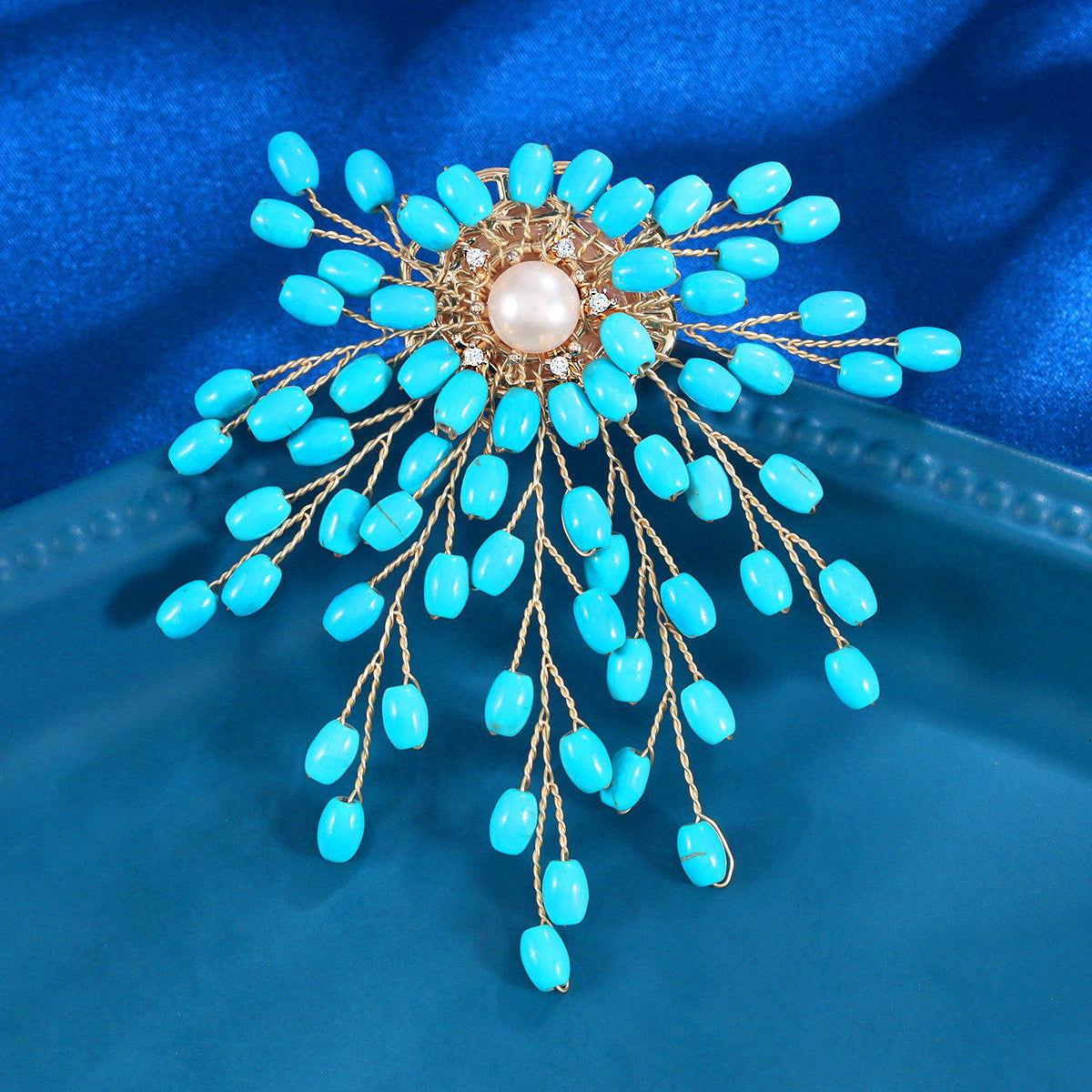 Turquoise fireworks corsage