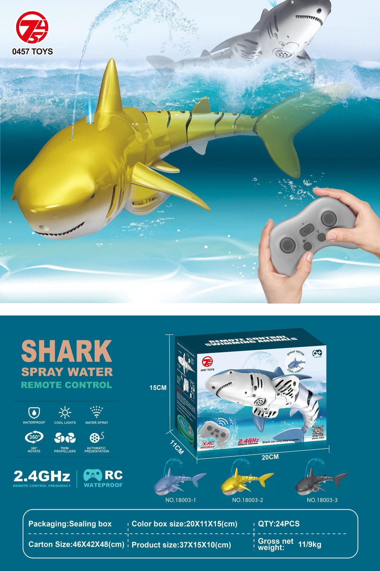 2.4GHz Remote Control Simulation Crocodile and Shark Underwater Waterproof Remote Controller Essential for Summer Swimming