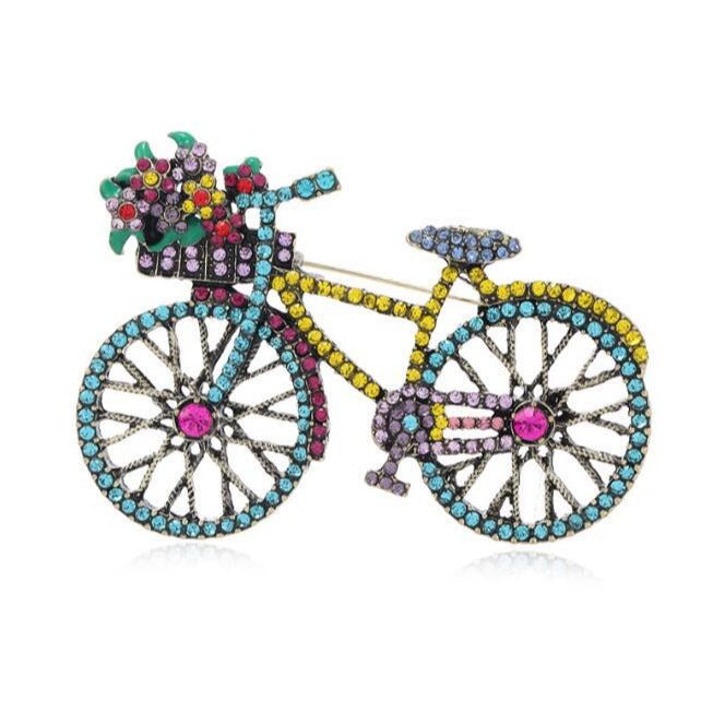 Rhinestone Bicycle Brooch