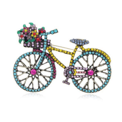 Rhinestone Bicycle Brooch