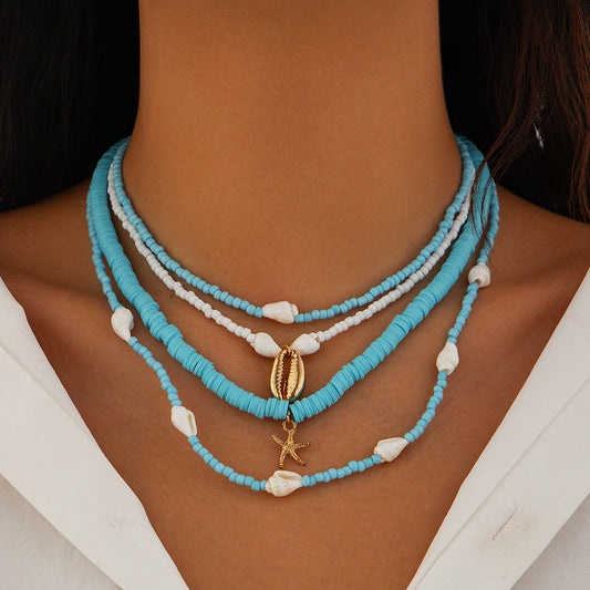 Beach Shell Pendant Multi-layer Necklace