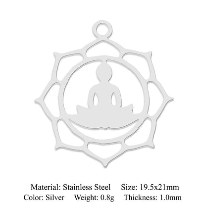 5 pcs/pack Lotus titanium steel pendant yoga pendant