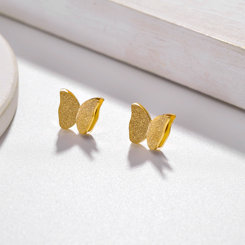 Frosted butterfly stud earrings