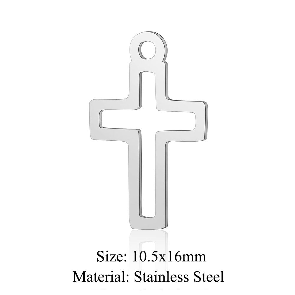 5 pcs/titanium steel hollow cross pendant.